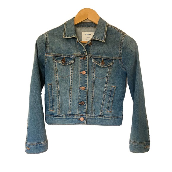 Old Navy Kids Girl Denim Tucker jean Jacket Blue Button Down Long Sleeve… - Picture 1 of 4
